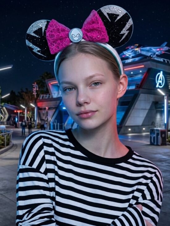 Disney Parks Spider-Gwen Inspired Rhinestone Ears Custom Hand Embellished OOAK main image 4